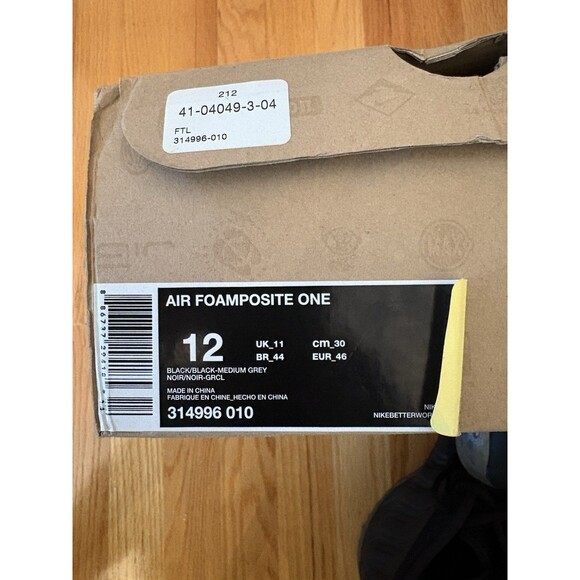 Nike Air Foamposite One Stealth Black Medium-Grey 2012 Men’s size 12 314996-010 - Picture 2 of 10